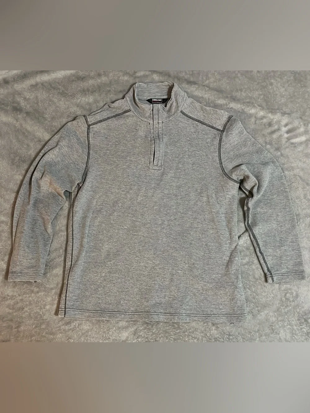 Kirkland Signature Mens Medium Gray Quarter Zip Pullover Sweater Knit Jacket